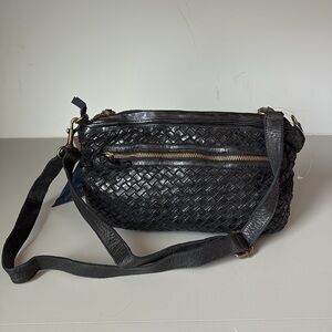 Langellotti Black Woven Leather Purse NEW!